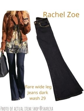 Rachel Zoe Women's flare bell bottom Denim jeans # AF11P100 black Stone wash 24